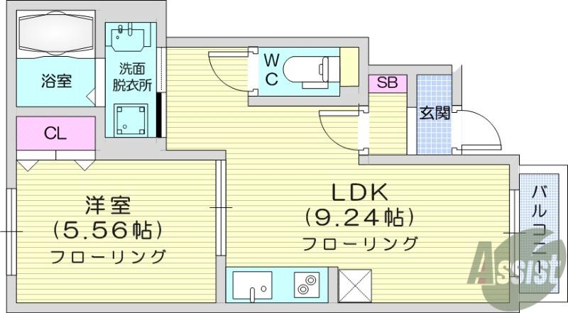 グランコートY(1LDK/1階)の間取り写真