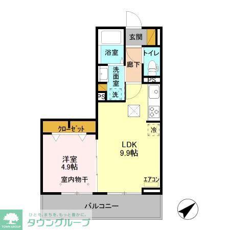 フェリーチェおおたかの森II(1LDK/1階)の間取り写真