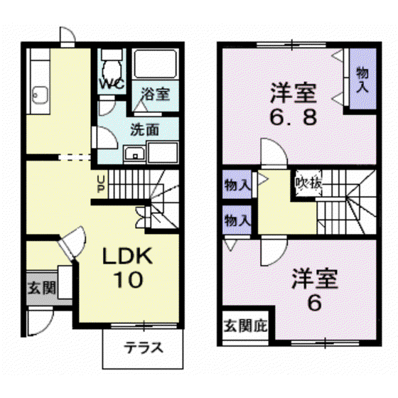 ハッピネス(2LDK/1階)の間取り写真