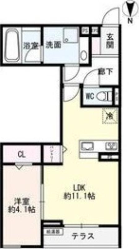 LUVITA新福寺町(1LDK/1階)の間取り写真