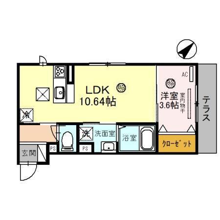 グラン エスターテ 守山市伊勢町(1LDK/2階)の間取り写真