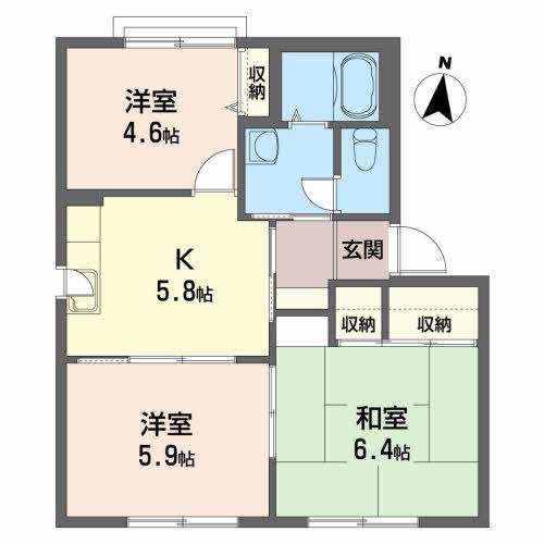 コンフォルタ藤沢町D(3K/1階)の間取り写真