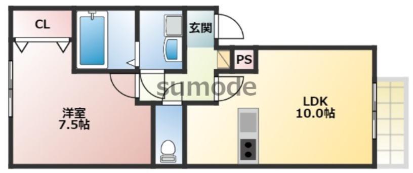 星見レスガス(1LDK/1階)の間取り写真