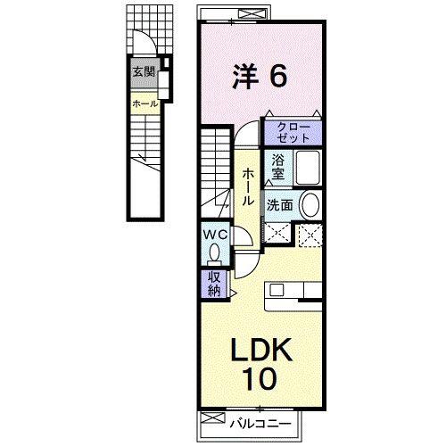 ヴァンクレーヴA(1LDK/2階)の間取り写真