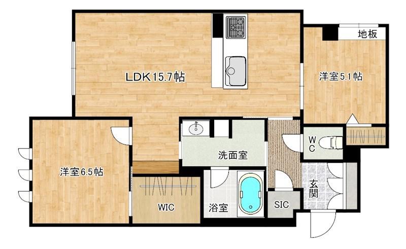 べレオ青葉(2LDK/1階)の間取り写真