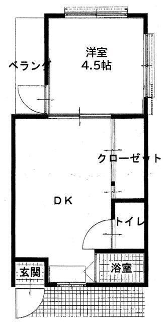 睦ハウス(1DK/2階)の間取り写真
