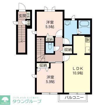 サンハイツB(2LDK/2階)の間取り写真