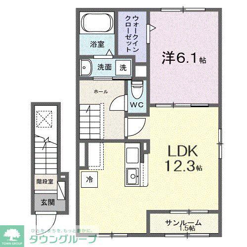 シリウス(1LDK/2階)の間取り写真