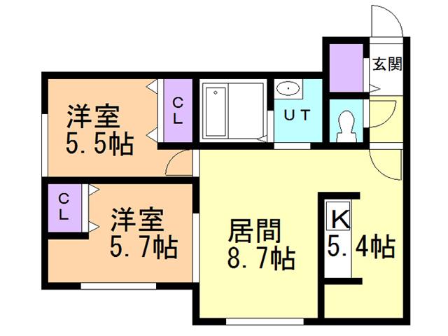 フェリオ(2LDK/1階)の間取り写真