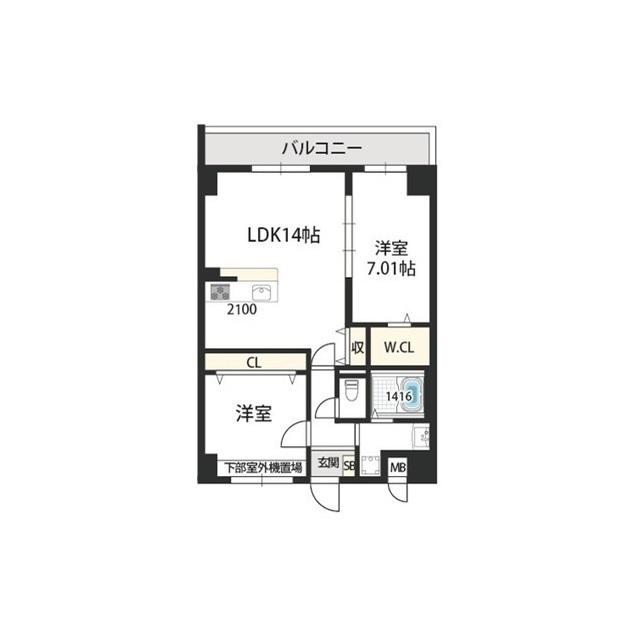 GROOVE上甲子園(2LDK/4階)の間取り写真
