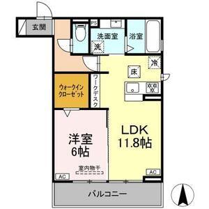 ルヴィータ栄生(1LDK/1階)の間取り写真