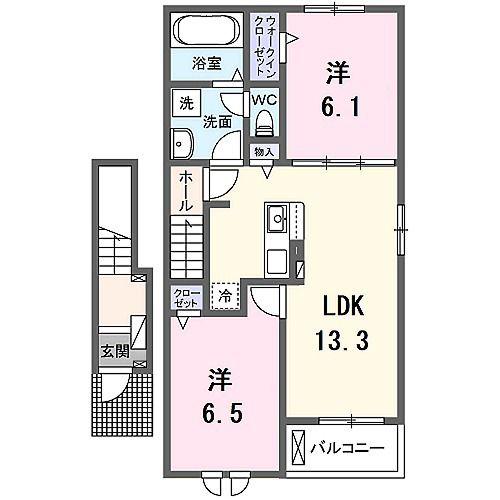ベルエキップ(2LDK/2階)の間取り写真