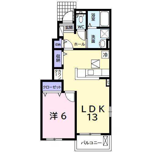 コッティ I(1LDK/1階)の間取り写真