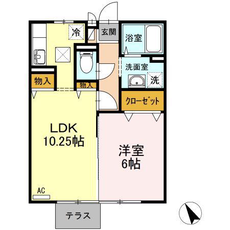 カーサ・ボナール(1LDK/1階)の間取り写真