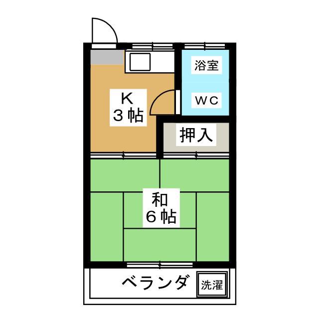 第一落合荘(1K/2階)の間取り写真
