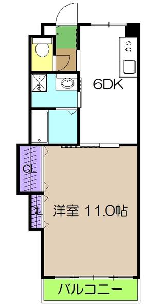 ドリームハウス2(1DK/6階)の間取り写真