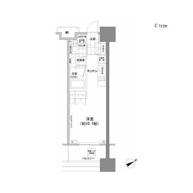 パークハビオ西新宿(ワンルーム/10階)の間取り写真