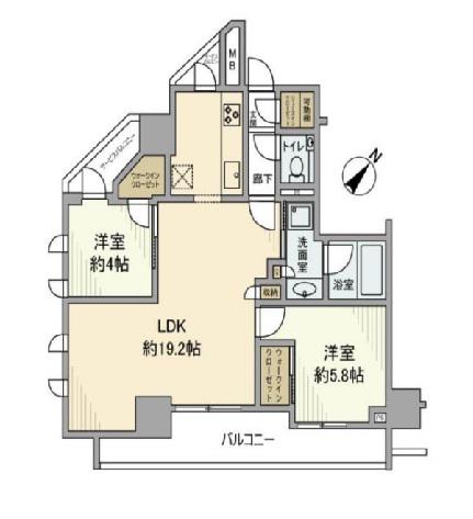 ATLAS NISINIPPORIDOUKANYAMA(2LDK/9階)の間取り写真