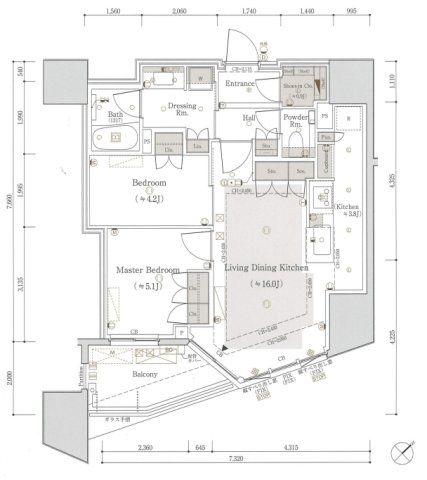 パークホームズ文京本駒込(2LDK/4階)の間取り写真