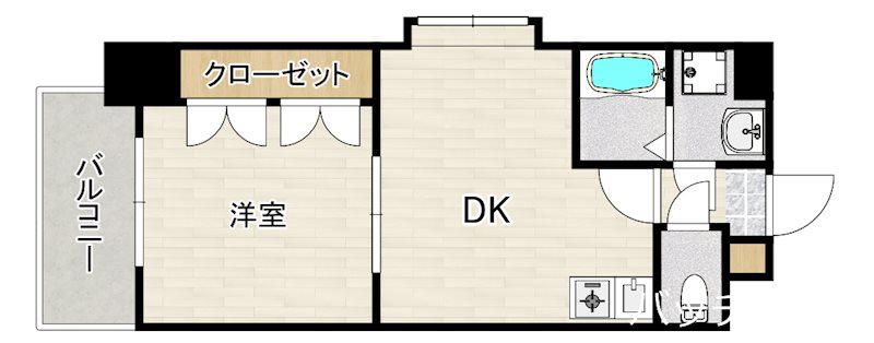 コンドミニアムステーションサイド博多(1DK/7階)の間取り写真