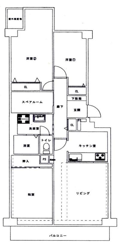 六甲グランドヒルズ 2号館(3LDK/3階)の間取り写真