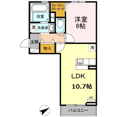 セジュール夢(1LDK/2階)の間取り写真