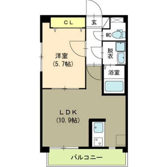 レンテ美咲(1LDK/2階)の間取り写真
