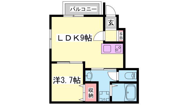 SUN・メゾン志染駅前(1LDK/1階)の間取り写真