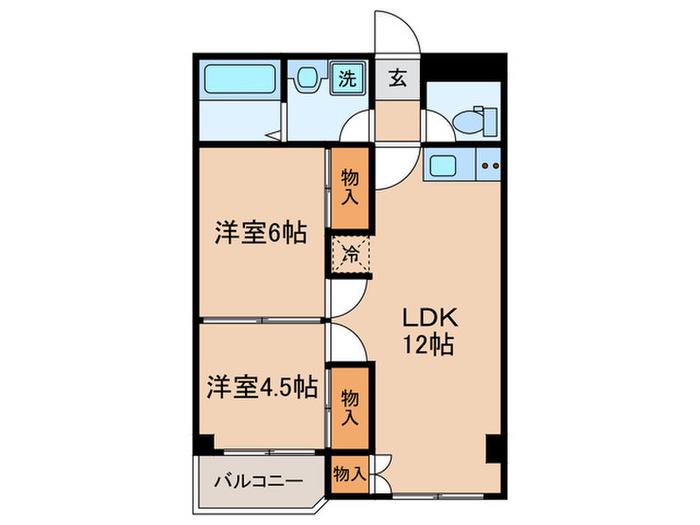 スカイハイツ(2LDK/1階)の間取り写真