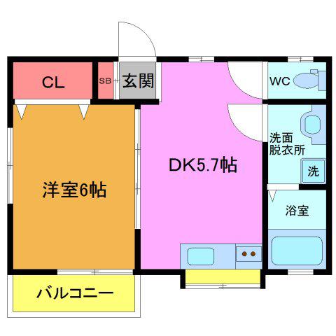 アベニール(1DK/1階)の間取り写真