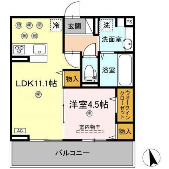 ドゥズィエム串戸(1LDK/3階)の間取り写真