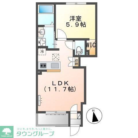 MONSHERI(1LDK/1階)の間取り写真