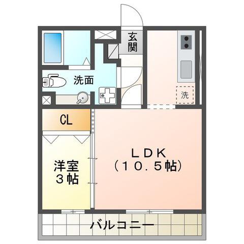 オーベルジュ(1LDK/3階)の間取り写真