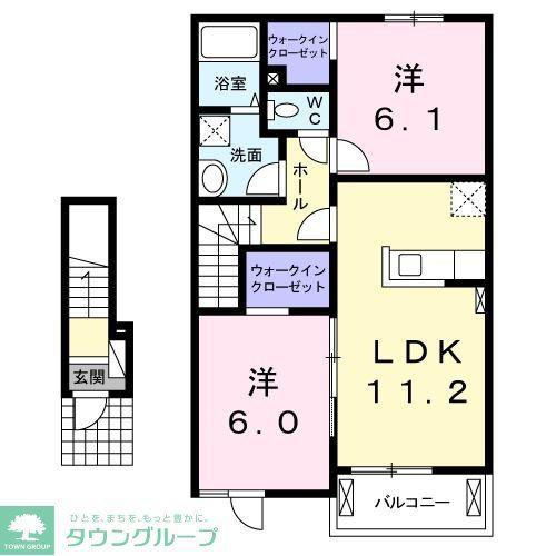 メルヴェーユB(2LDK/2階)の間取り写真