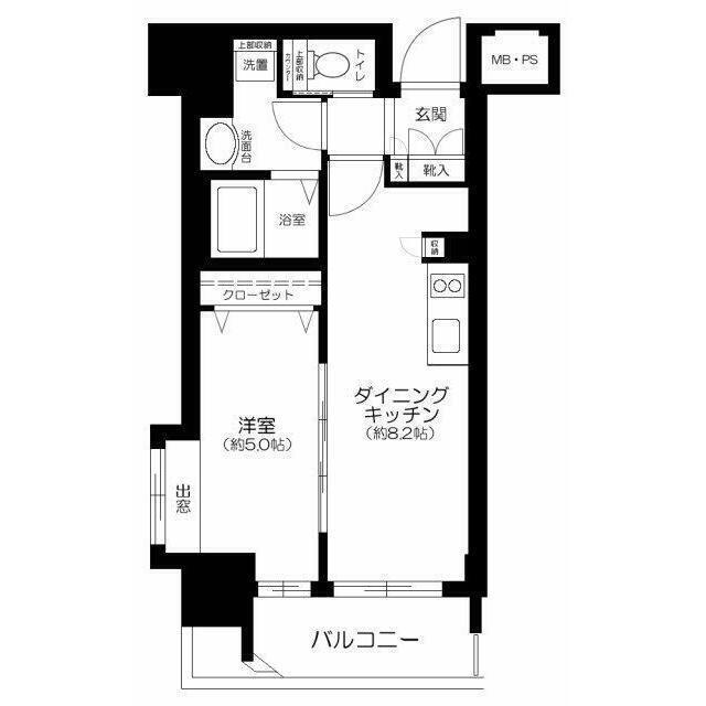 グローベル新大久保マスターズゲート(1DK/2階)の間取り写真
