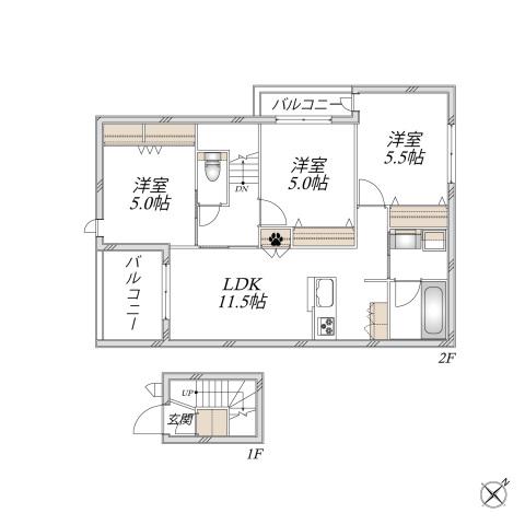 SANCTUARY GARDEN(3LDK/2階)の間取り写真
