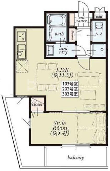 MAISON SA VIII(1LDK/2階)の間取り写真