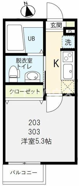 ガレオン船橋(1K/3階)の間取り写真
