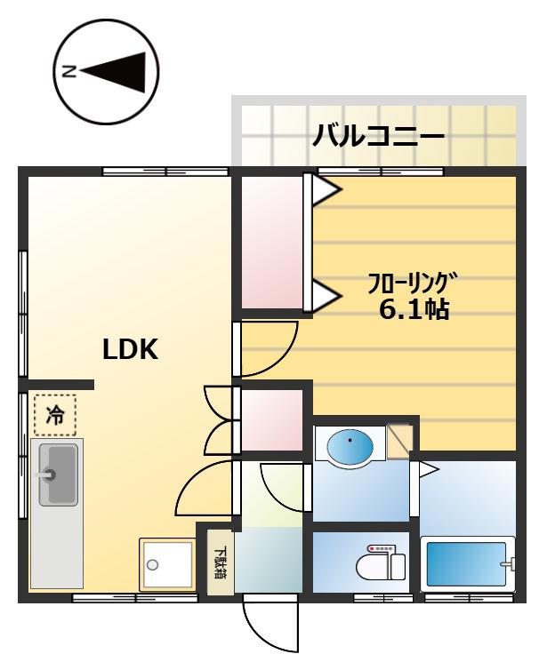コーポ原井(1LDK/2階)の間取り写真