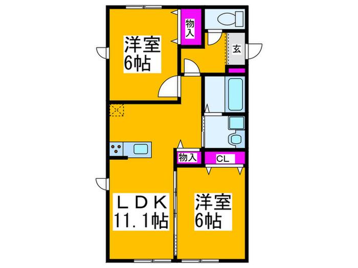 PRIM ROSE(2LDK/3階)の間取り写真