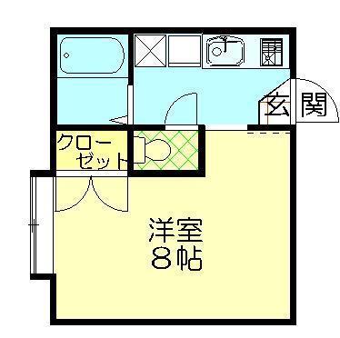 レジェンド南II(1K/1階)の間取り写真