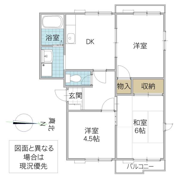 レイクハイツ(3DK/1階)の間取り写真