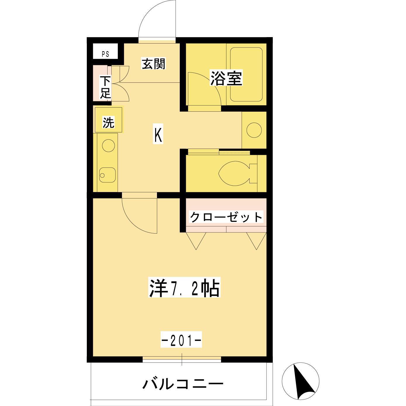 フージーズAPT(1K/2階)の間取り写真