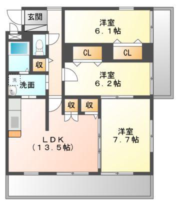 常磐町MS(3LDK/1階)の間取り写真