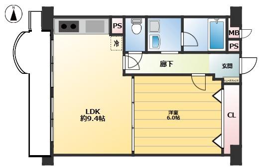 東陽サニーハイツ(1LDK/6階)の間取り写真