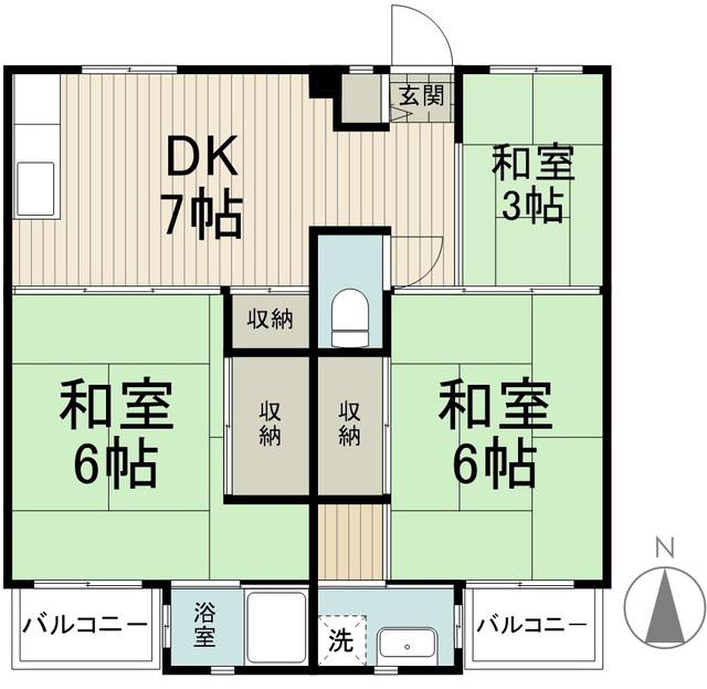 ビレッジハウス向ヶ丘 7号棟(3DK/2階)の間取り写真