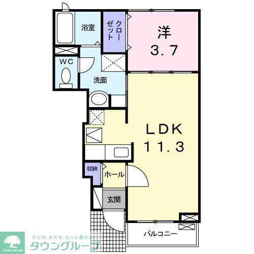レクエルドI(1LDK/1階)の間取り写真