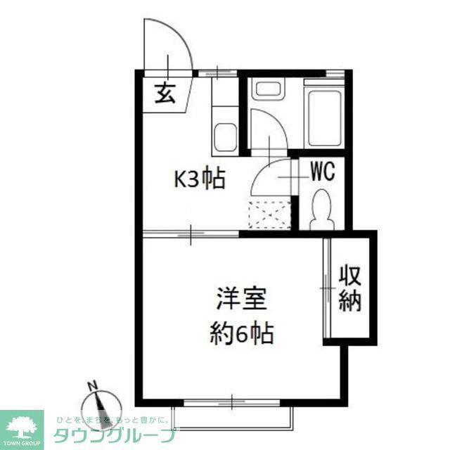 ナリタプラザ(1K/2階)の間取り写真