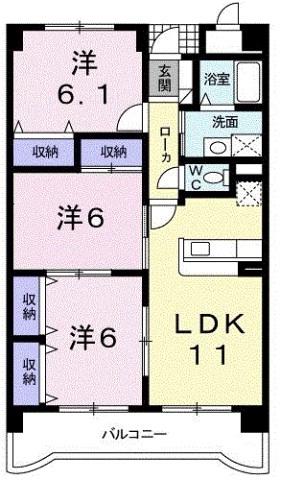 ヴィラ・クラッセ広(3LDK/2階)の間取り写真