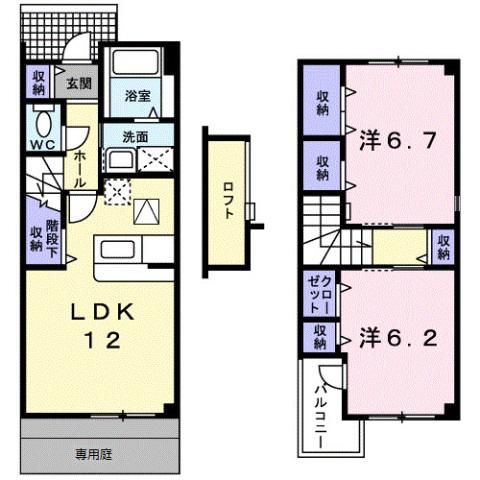 ヒロハウスB(2LDK/1階)の間取り写真